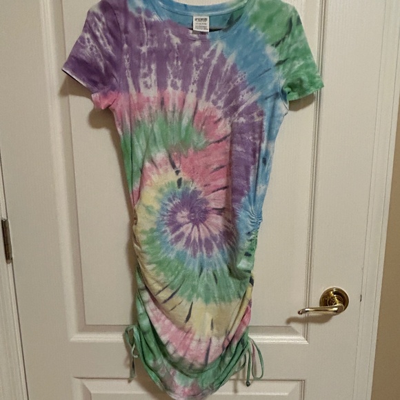 LIKE NEW! Women's PINK Tie Dye Touched T-shirt Dress - SMALL - Picture 5 of 11